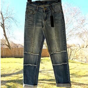 C'EST TOI Black Label Paneled Girlfriend Jeans Sz 26 NWT